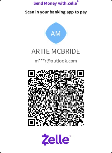 Zelle payment QR code for Artie McBride linked to the campaign's mcbride4mayor@outlook.com account